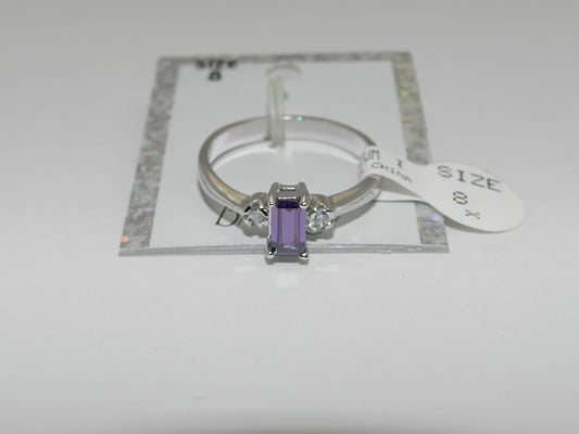 Bria Kate Stainless Steel Purple Amethyst Stone Ring