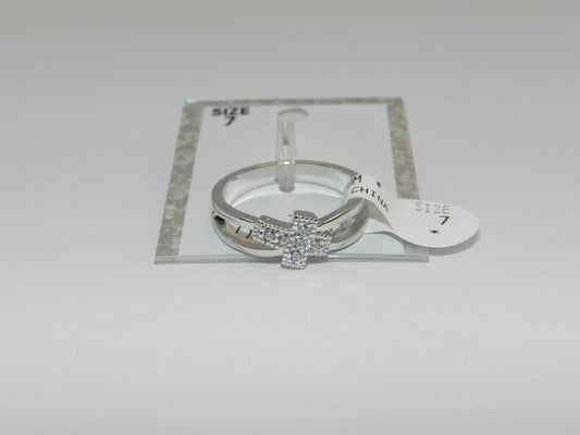Bria Kate Stainless Steel Cross Ring With Cubic Zirconia