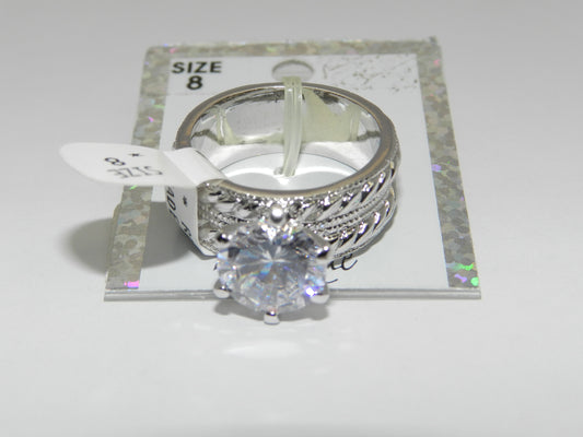 Bria Kate Stainless Steel Wide Band Promise/Engagement/Wedding Solitaire Ring