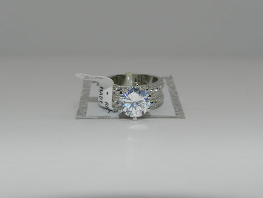 Bria Kate Stainless Steel Wide Band Promise/Engagement/Wedding Solitaire Ring