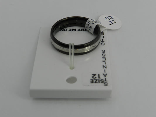 Stainless Steel Narrow Wedding Band Black & Silver