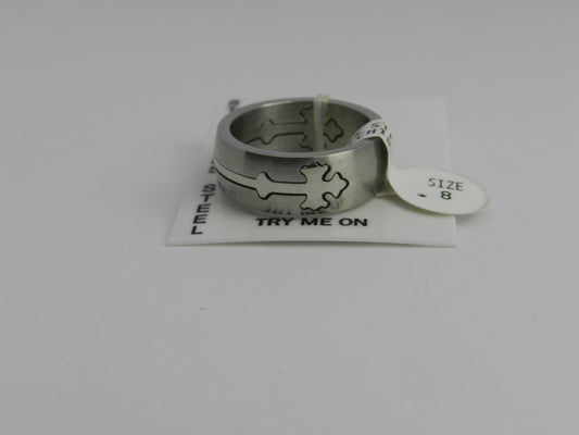 Stainless Steel Ring Unisex Cross