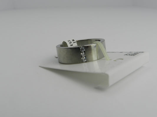 Stainless Steel 3 Stone Ring - Wide Band Various Sizes