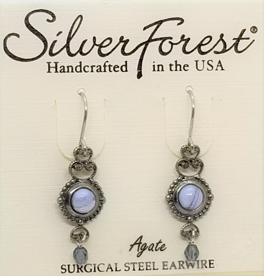 Silver forest surgical steel Agate earrings