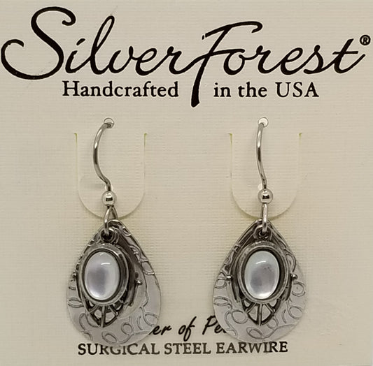 Silver forest surgical steel mother of pearl earrings