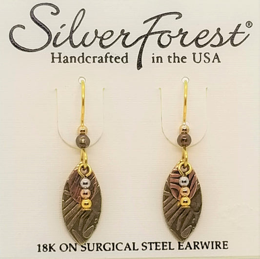 Silver forest 18kt gold plated surgical steel ear wires earrings