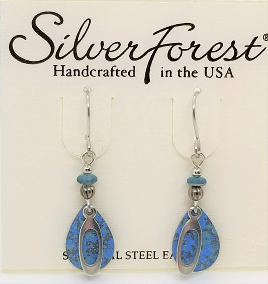 Silver Forest surgical steel blue and silver earrings