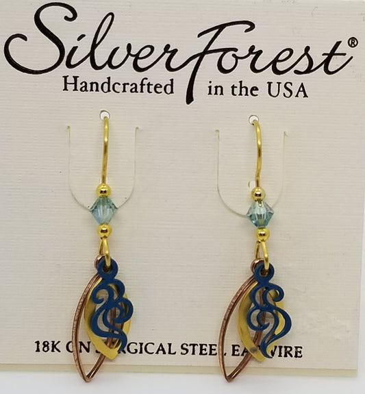 Silver forest 18kt gold plated green earrings