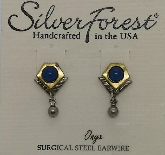 Silver forest surgical steel onyx stud earrings