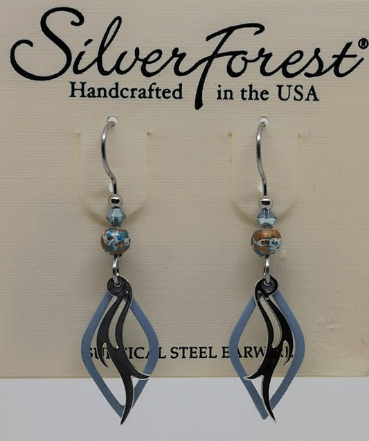 Silver forest surgical steel blue earrings