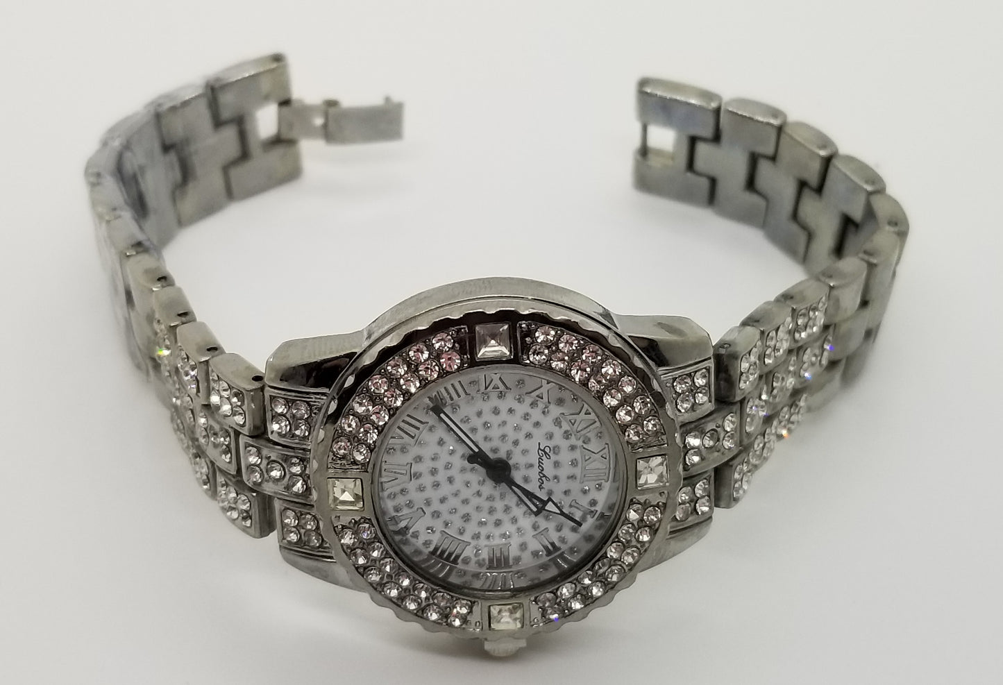 Luobos fashion watch base metal with rhinestones clasp bracelet