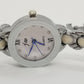 Silver base metal and white strap watch with rhinestones on watch face